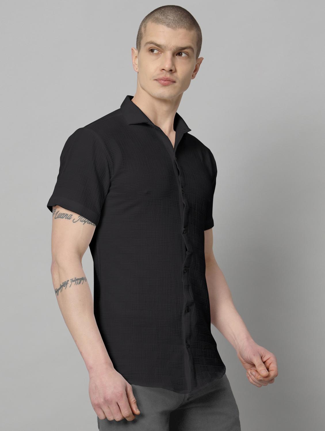 black solid casual shirt - 20775742 -  Standard Image - 1