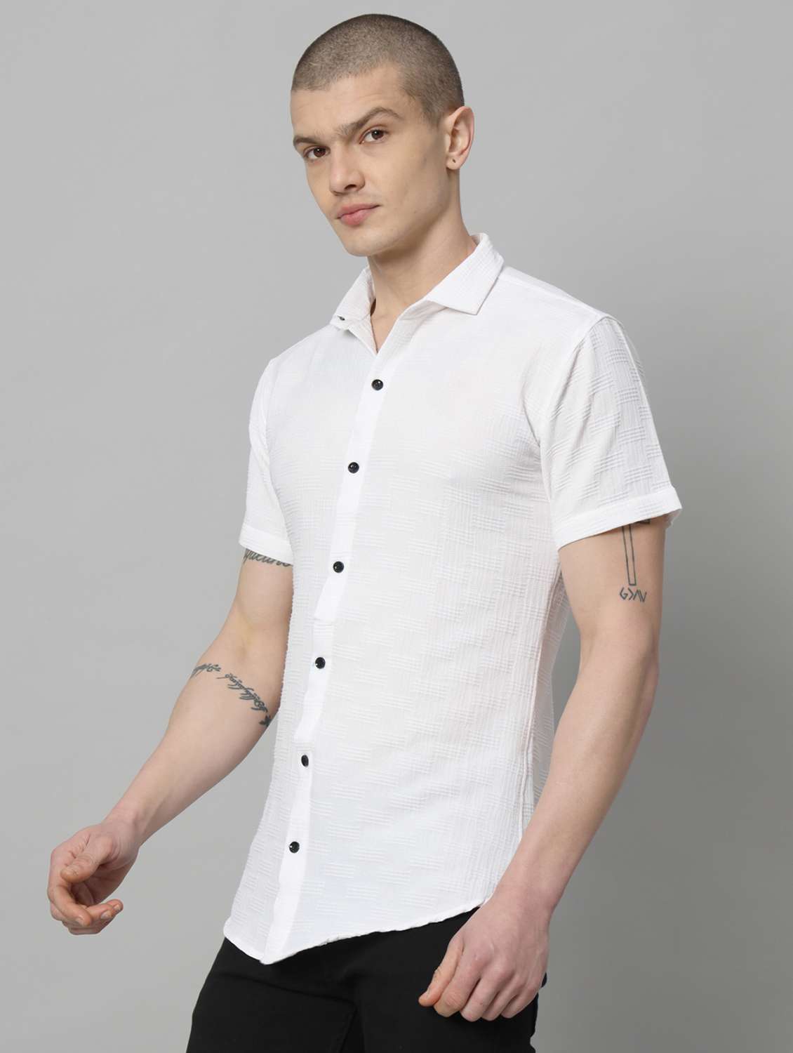 white solid casual shirt - 20775743 - Standard Image - 1