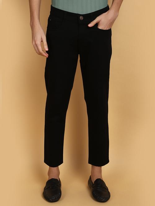 men mid rise solid chinos casual trouser - 20777589 - Standard Image - 0