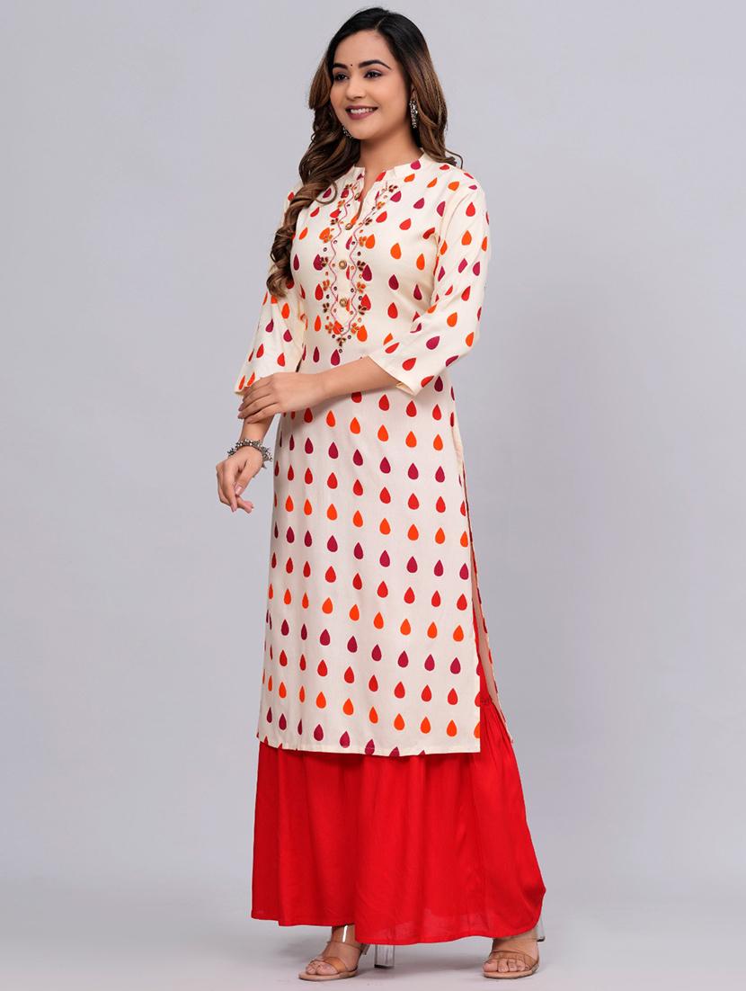 women white mandarin neck kurta sharara set  - 20777805 -  Standard Image - 1