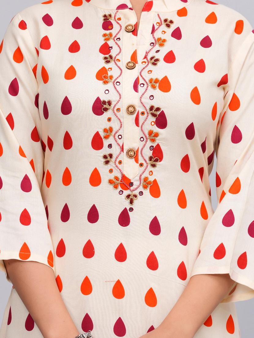 women white mandarin neck kurta sharara set - 20777805 - Standard Image - 4
