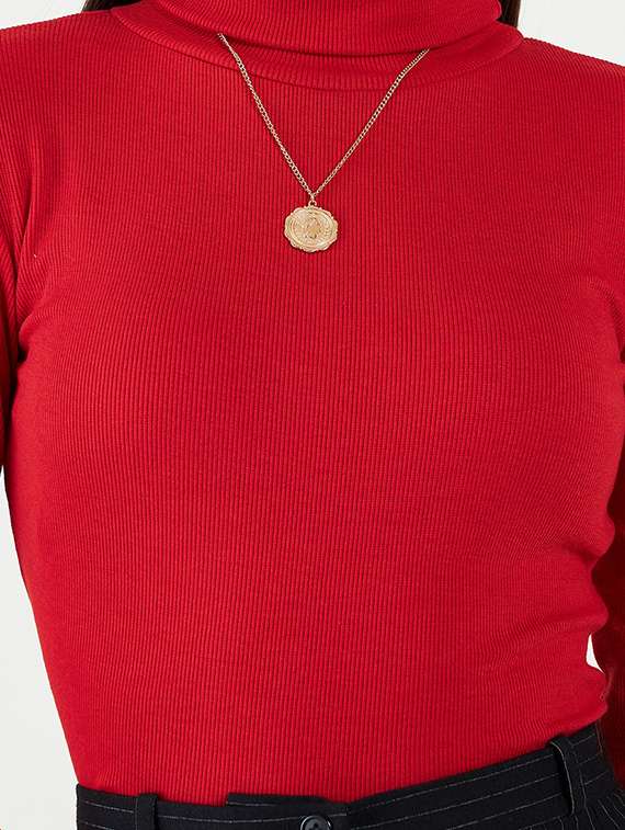 women solid turtle neck long sleeves top - 20777818 -  Standard Image - 4