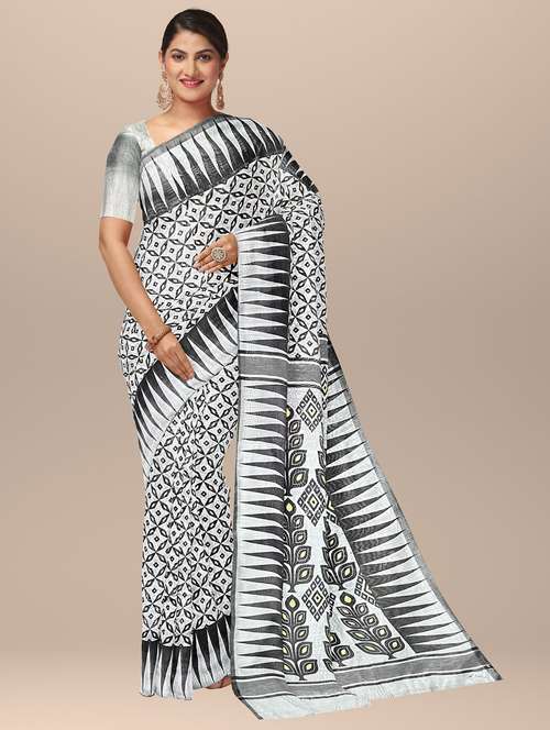 grey cotton handloom saree - 20794842 -  Standard Image - 0
