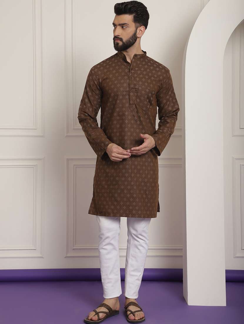 brown cotton long kurta