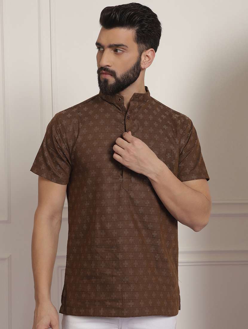 brown cotton short kurta
