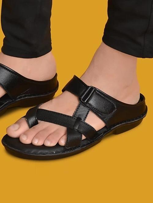 black leather slip on sandals - 20795226 - Standard Image - 0