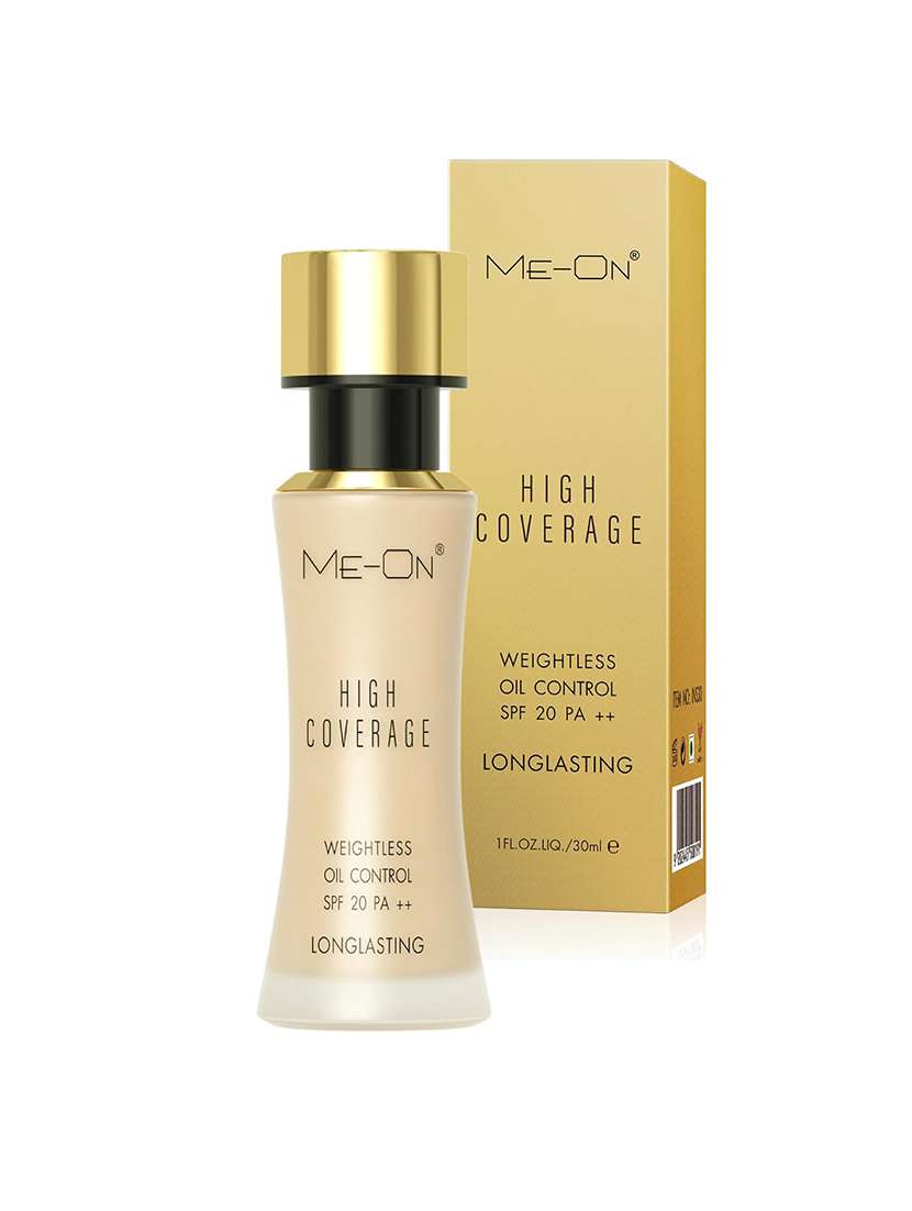 me-on high coverage foundation for weightless oil control finish spf 20 pa++