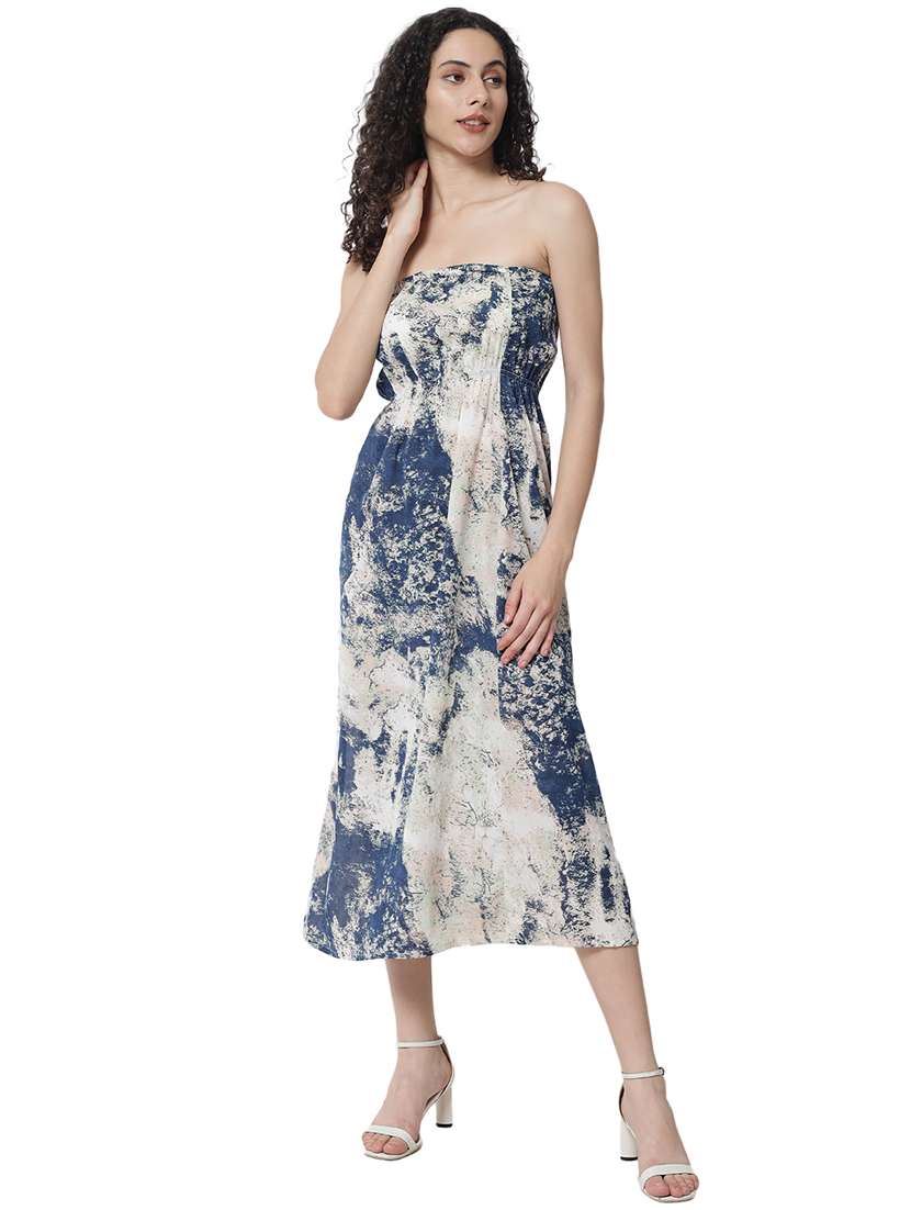 multi coloured printed side slit detailed dress - 20795378 -  Standard Image - 1