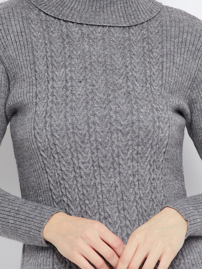 women solid full sleeve wool bodycon dress - 20796493 - Standard Image - 4