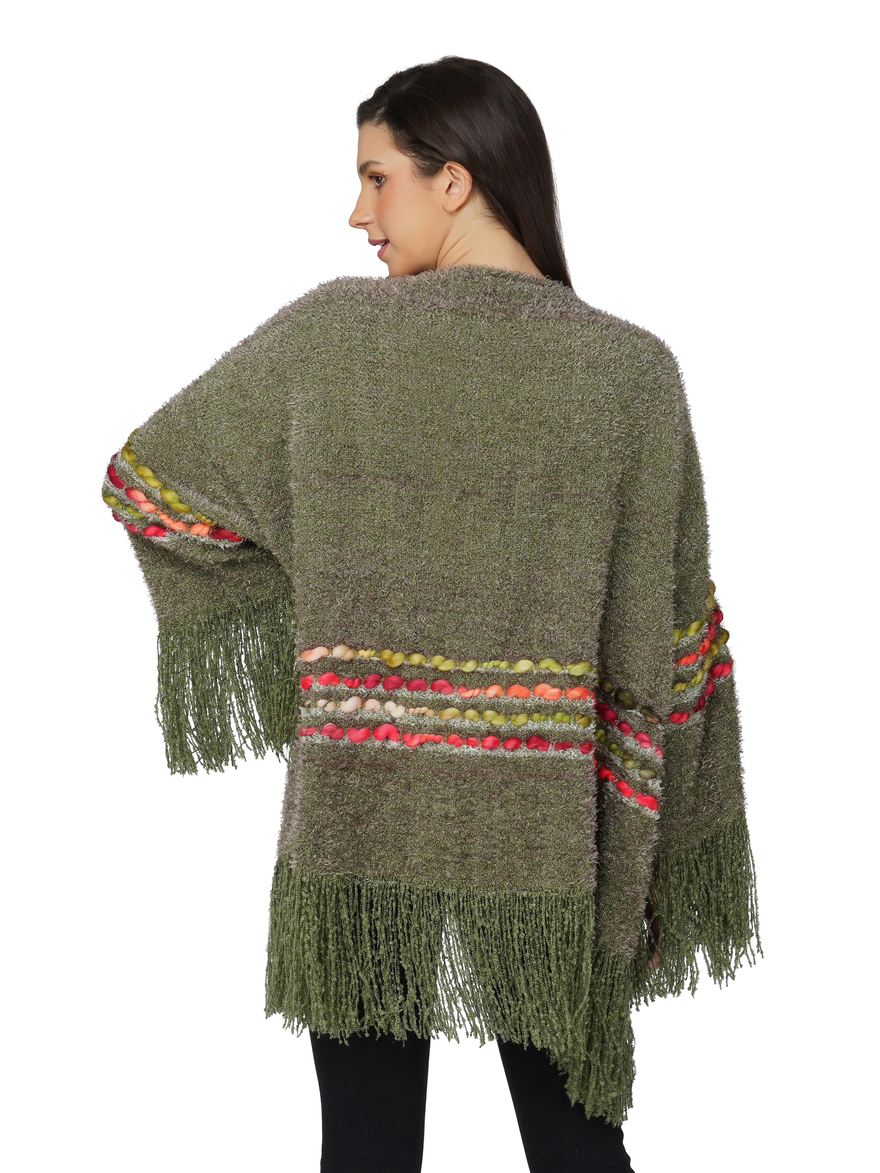 olive green kimono sleeved cardigan - 20796609 - Standard Image - 4