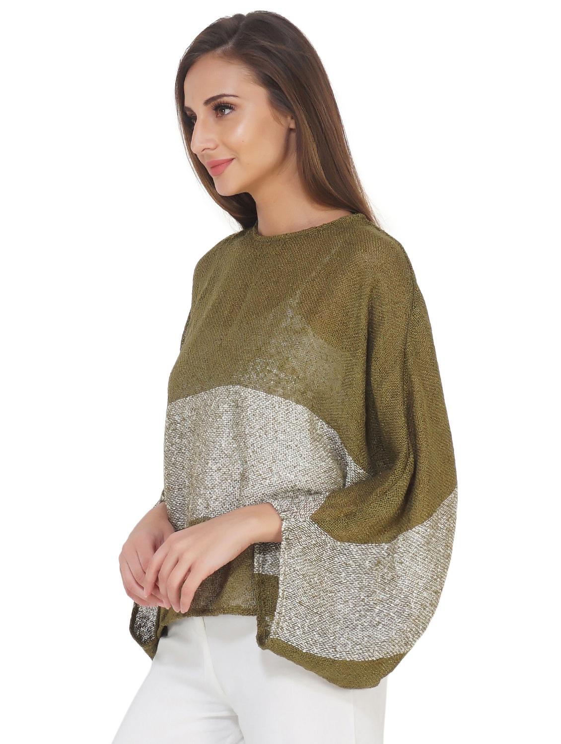 solid olive green striped detailed top - 20796642 - Standard Image - 1