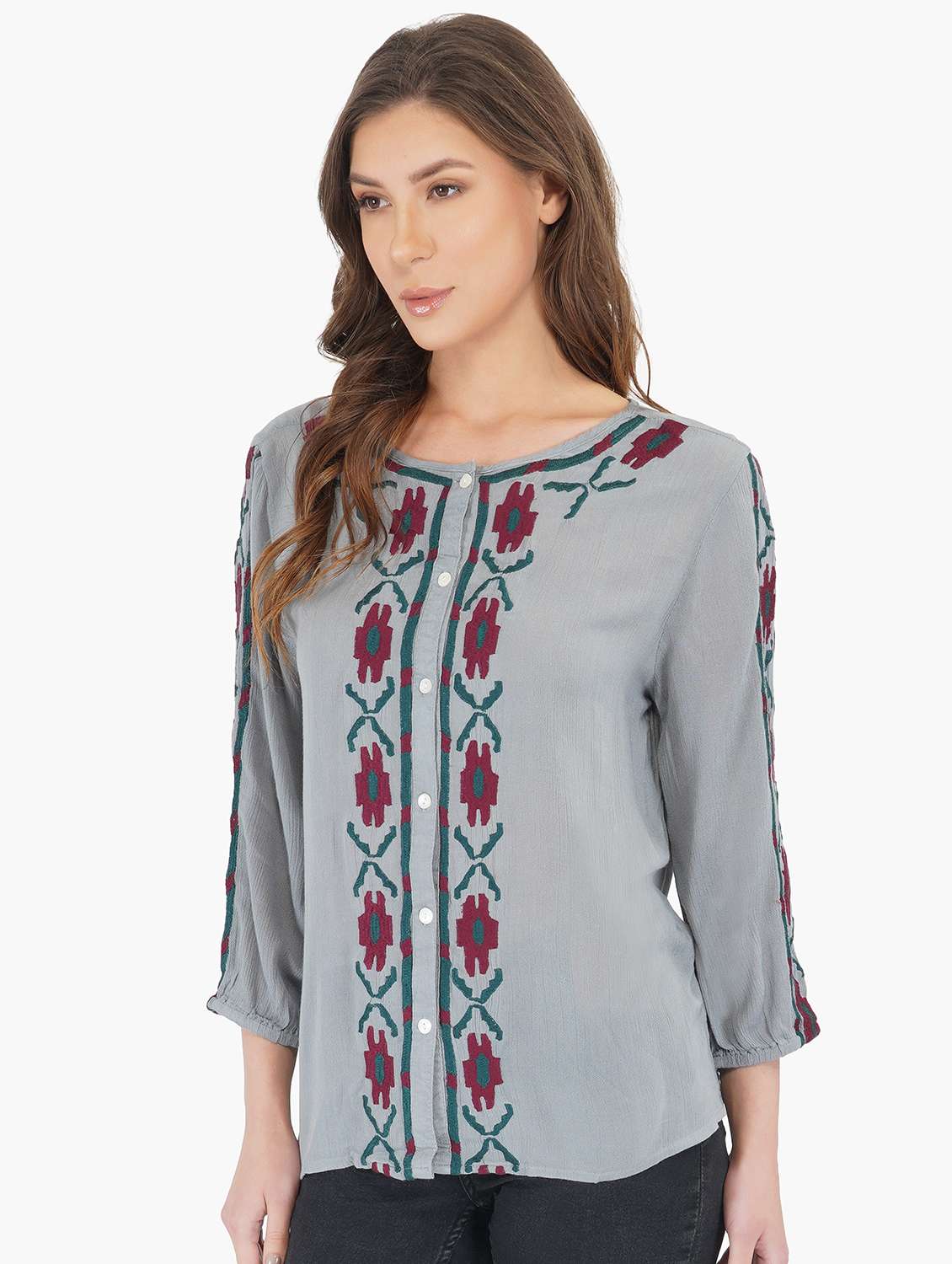 women printed round neck top - 20796649 -  Standard Image - 1