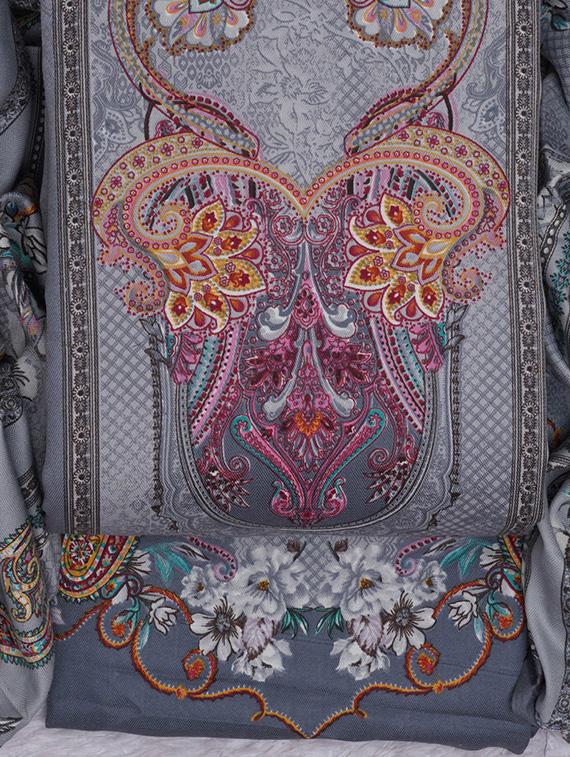 grey printed unstitched suit set - 20796751 - Standard Image - 4