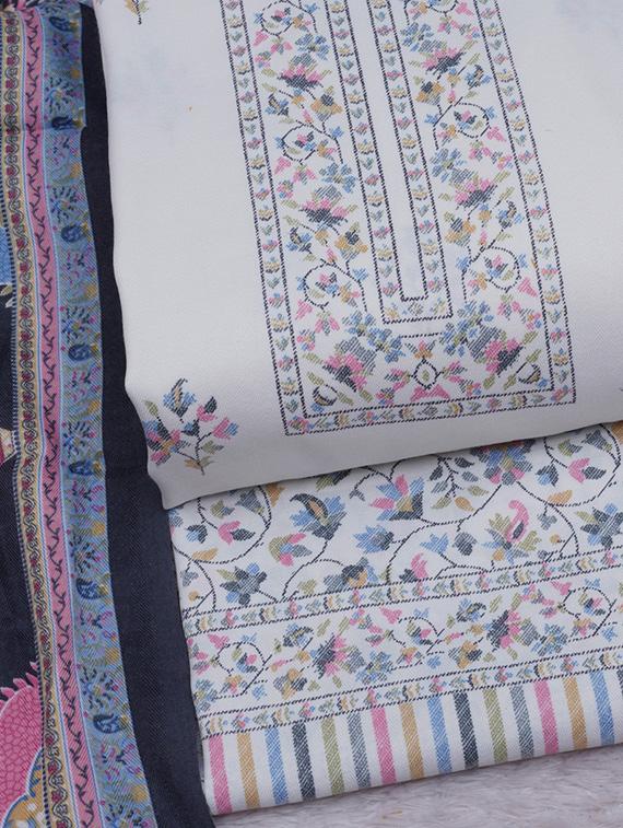off white printed unstitched suit set - 20796755 - Standard Image - 4