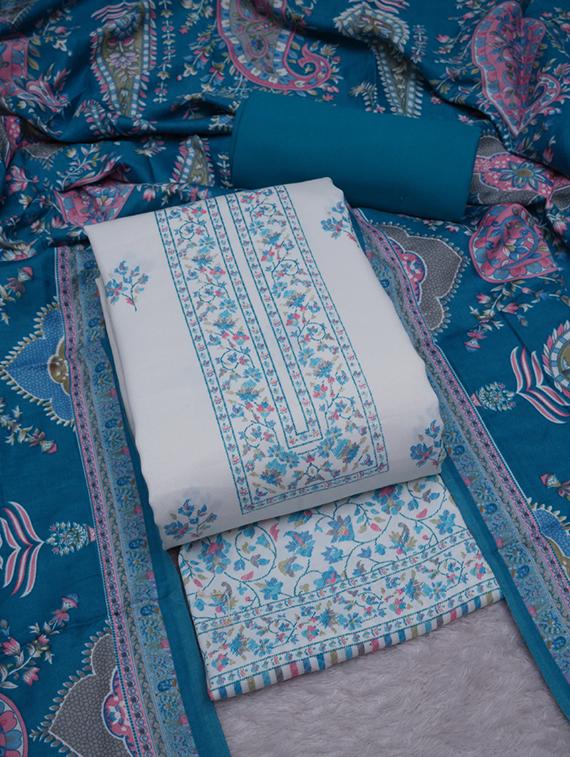 off white printed unstitched suit set - 20796757 - Standard Image - 1