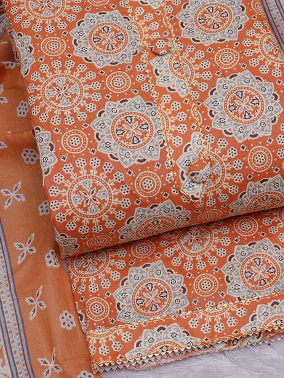 women orange unstitched suits - 20796760 - Standard Image - 4