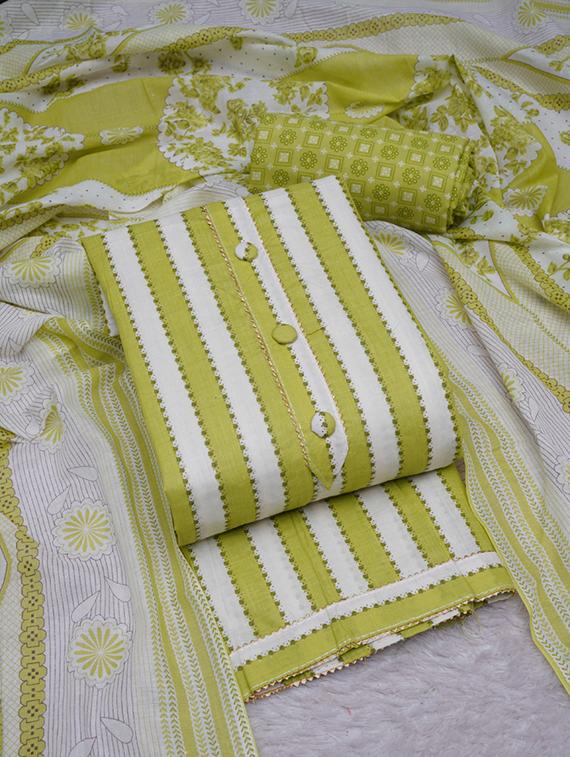 lime striped unstitched suit set - 20796765 -  Standard Image - 1