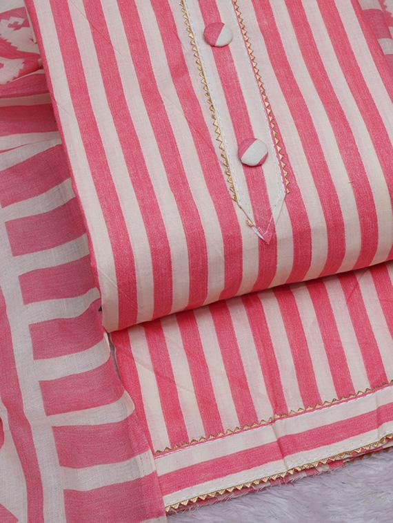 pink striped unstitched suit set - 20796775 - Standard Image - 4