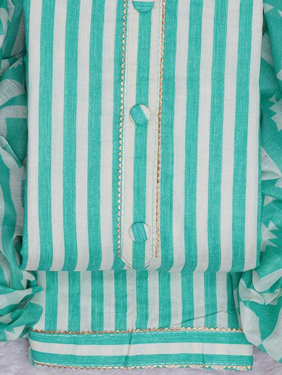 turquoise striped unstitched suit set - 20796776 - Standard Image - 4