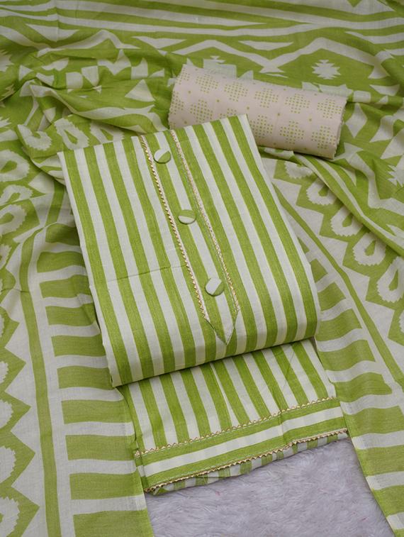 lime striped unstitched suit set - 20796777 - Standard Image - 1