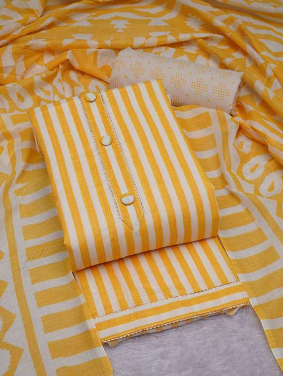 yellow striped unstitched suit set - 20796778 - Standard Image - 1