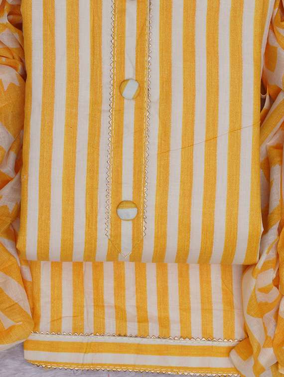 yellow striped unstitched suit set - 20796778 - Standard Image - 4