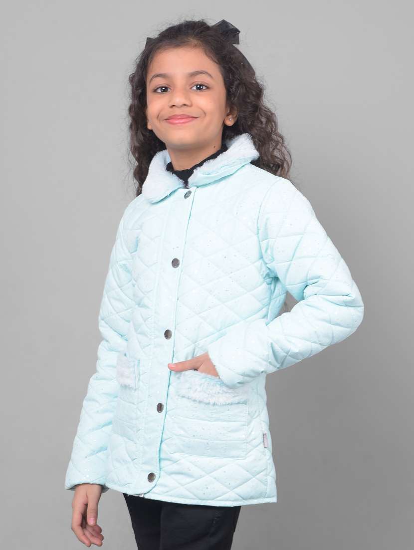 girls solid quilted jacket