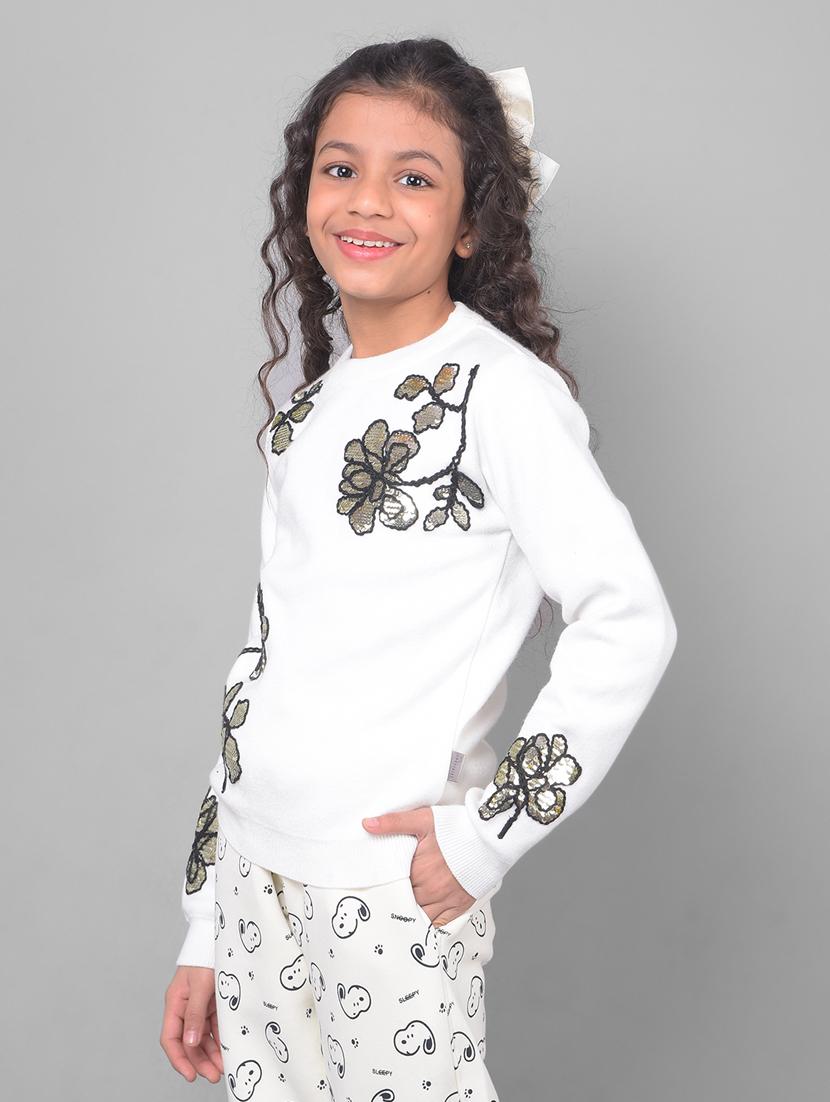 girls floral embroidered pullover sweater - 20796824 - Standard Image - 1