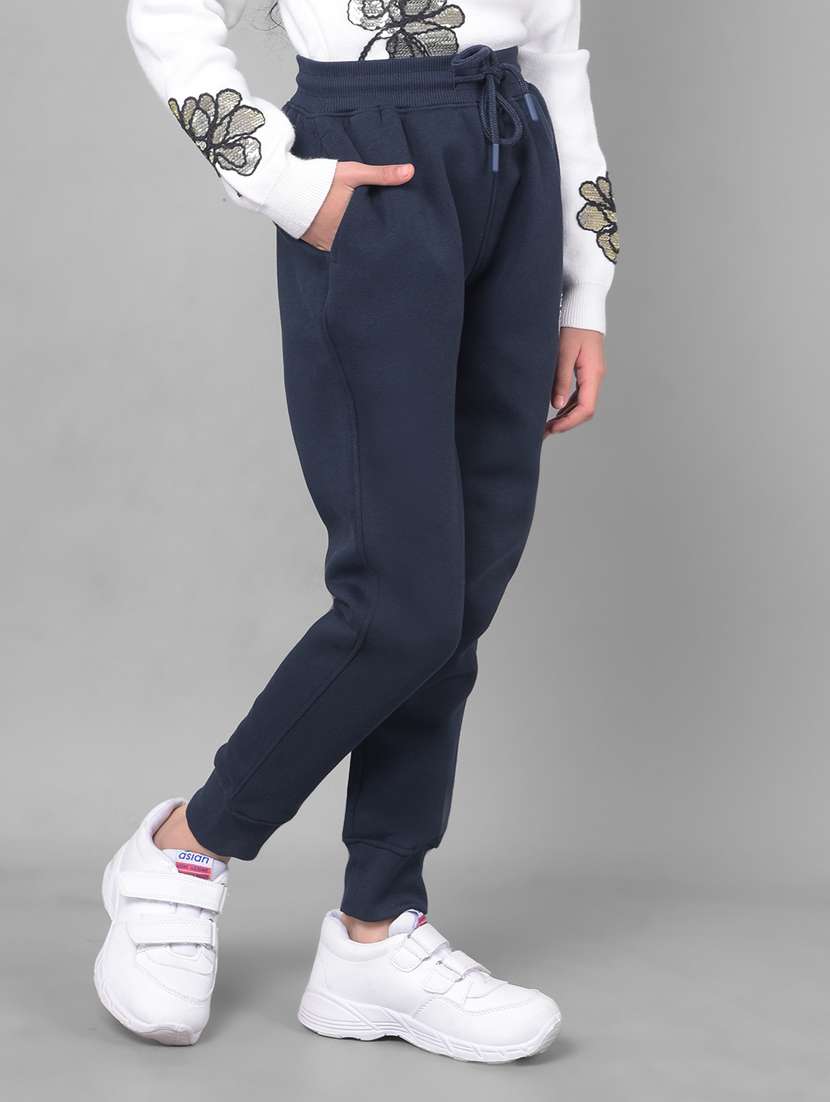 girls solid cotton jogger track pant - 20796836 -  Standard Image - 1