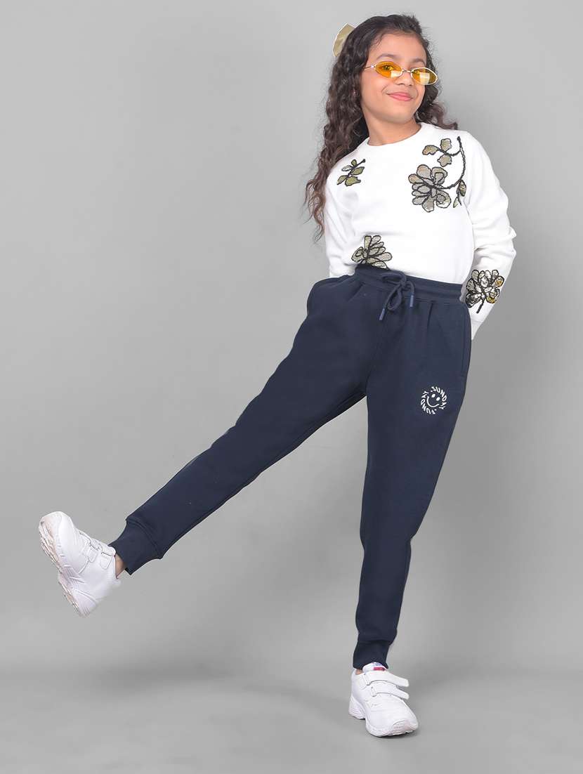 girls solid cotton jogger track pant - 20796836 -  Standard Image - 4
