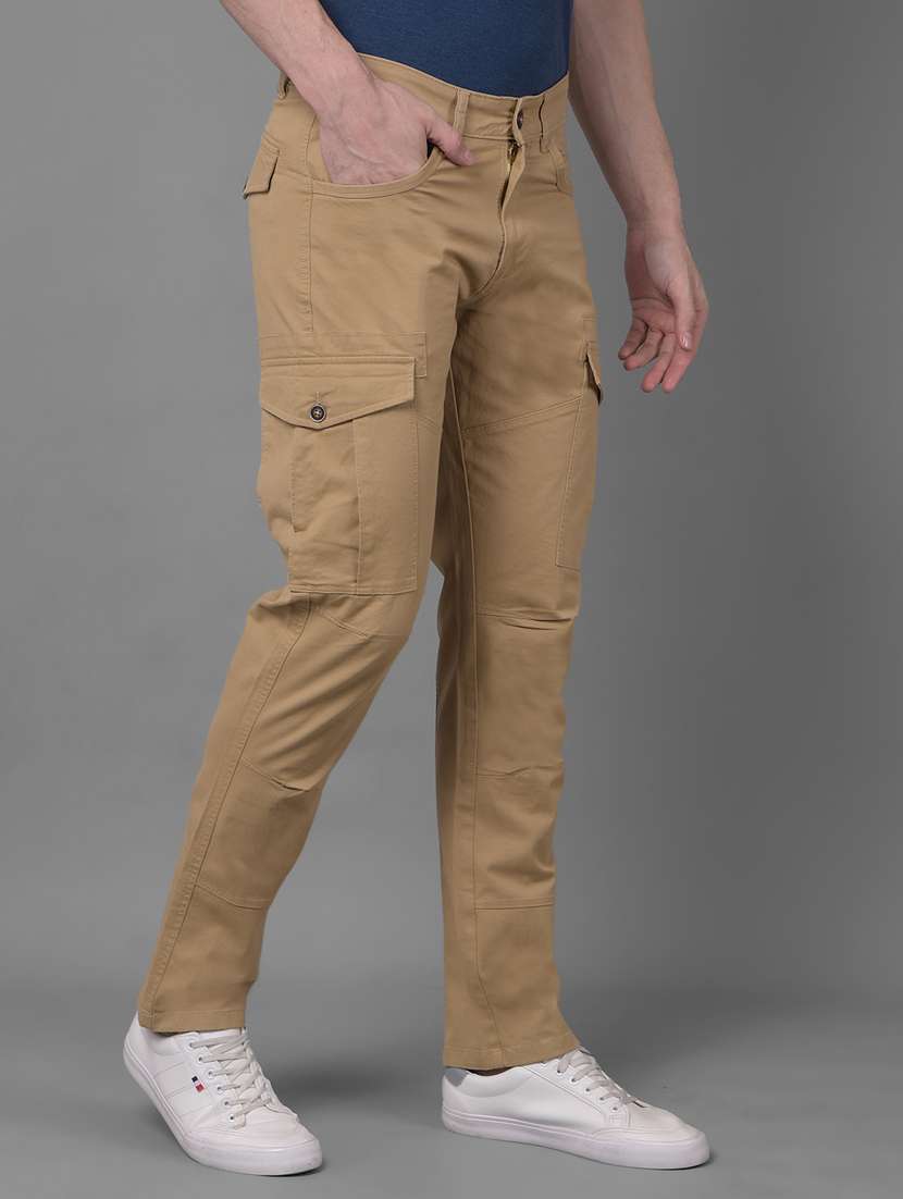 khaki cotton chinos casual trousers - 20796890 - Standard Image - 1