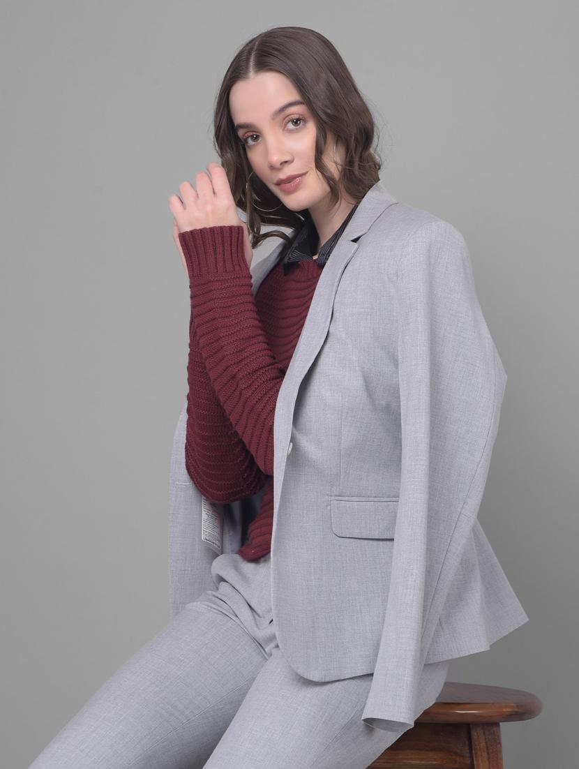 women solid long sleeve single breasted blazer - 20796916 -  Standard Image - 1