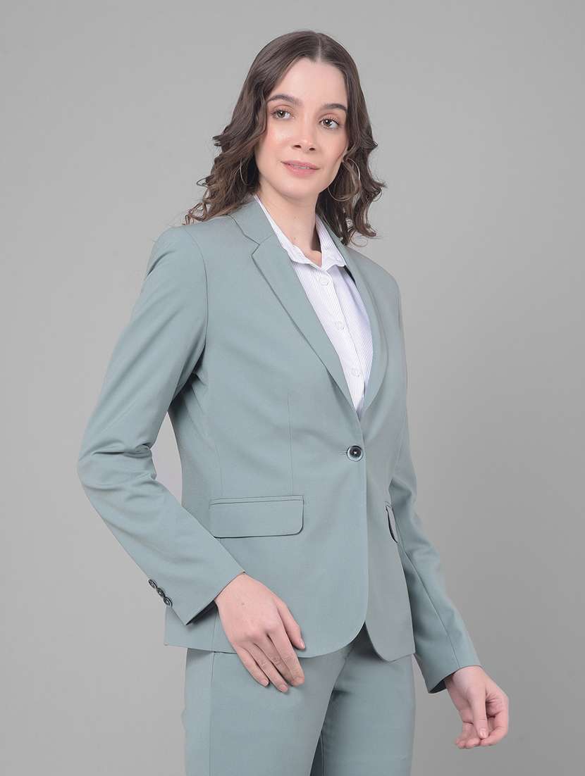 women green solid single breasted blazer - 20796950 -  Standard Image - 1