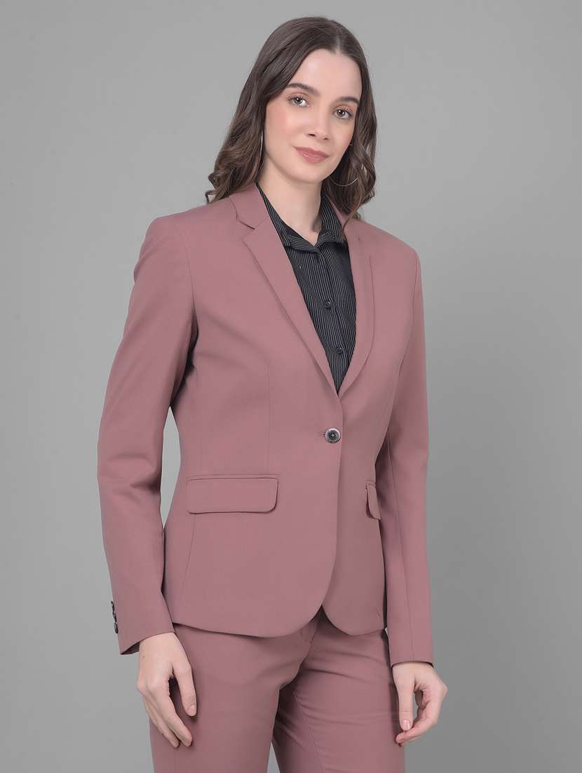 women solid long sleeve single breasted blazer - 20796955 -  Standard Image - 1