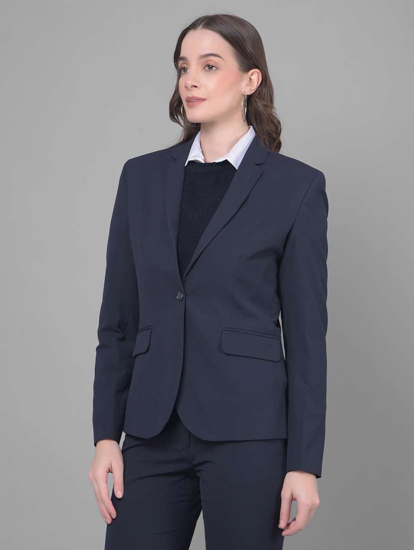 women solid long sleeve single breasted blazer - 20796956 -  Standard Image - 1