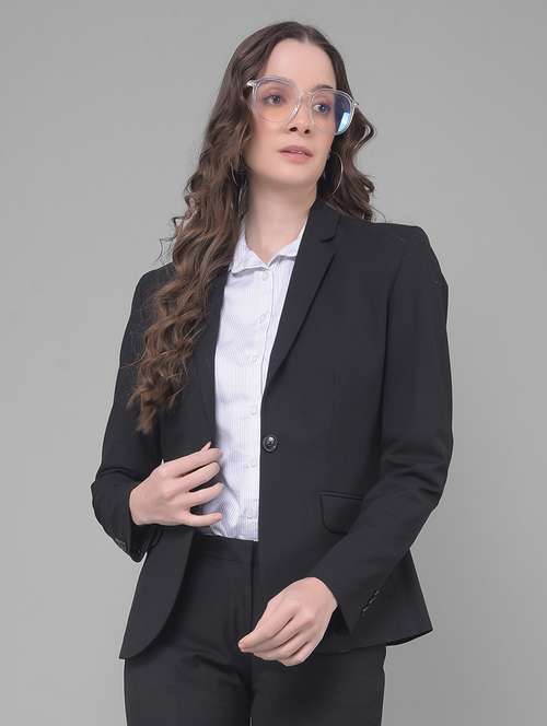 women solid long sleeve single breasted blazer - 20796958 -  Standard Image - 0