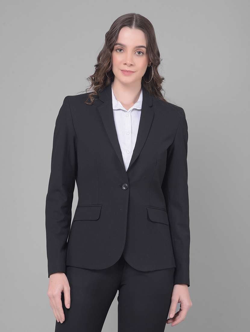 women solid long sleeve single breasted blazer - 20796958 -  Standard Image - 1