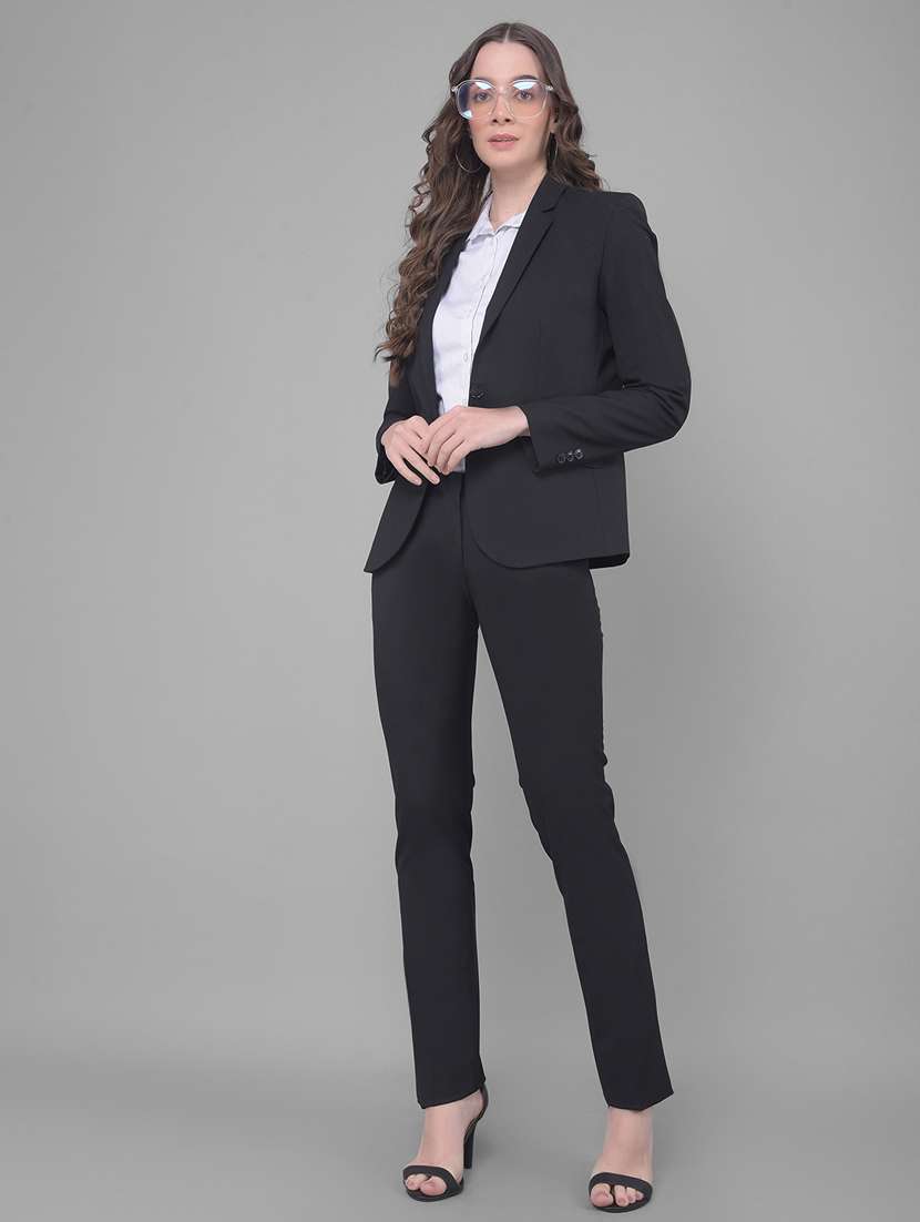 women solid long sleeve single breasted blazer - 20796958 -  Standard Image - 4