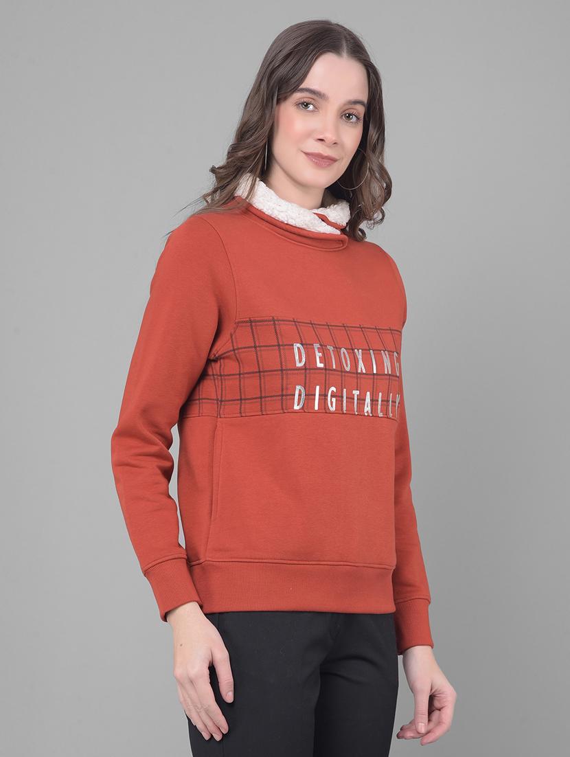 women rust typographic regular sweatshirt - 20796967 - Standard Image - 1