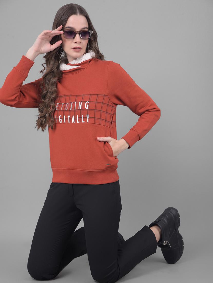 women rust typographic regular sweatshirt - 20796967 - Standard Image - 4