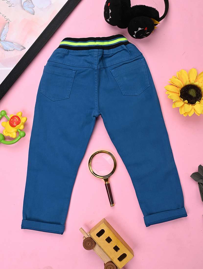 blue solids cotton casual chinos - 20799074 -  Standard Image - 1