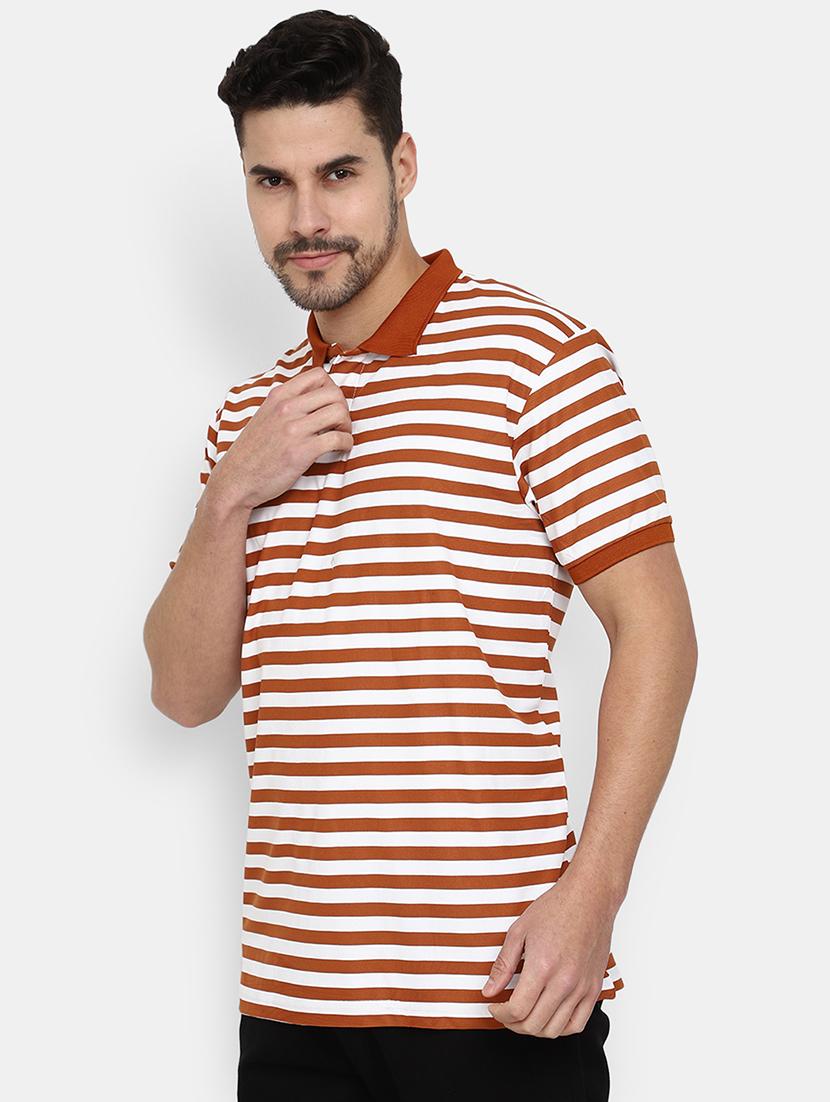 men stripes printed short sleeves t-shirt - 20804340 - Standard Image - 1