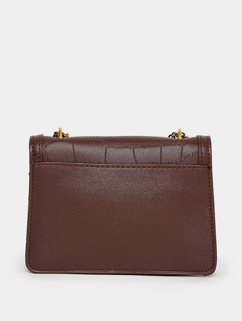 brown textured sling bag - 20806354 -  Standard Image - 1