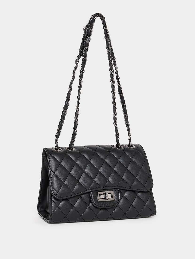black textured sling bag - 20806363 -  Zoom Image - 0