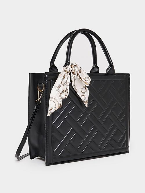 black textured handbag - 20806367 - Standard Image - 0