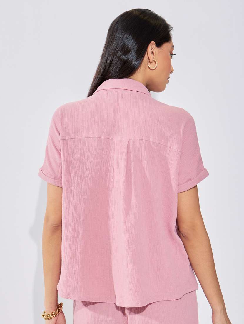 women pink solid regular shirt - 20806402 -  Standard Image - 1