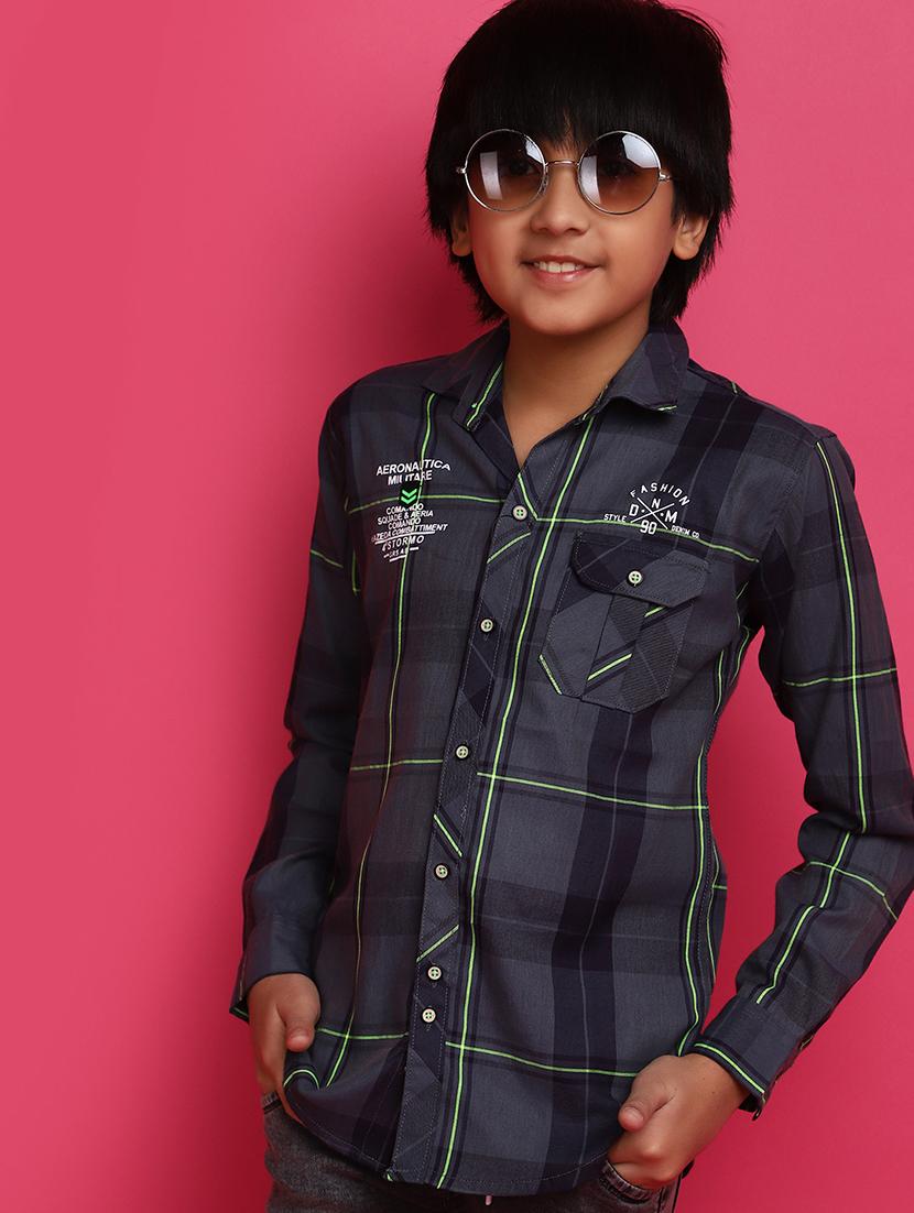 dark grey checks printed detailed casual shirt - 20806445 -  Standard Image - 1