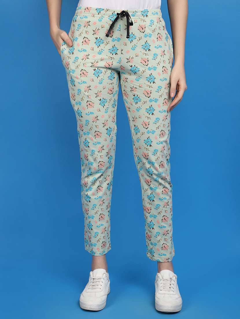 women mid-rise printed track pant