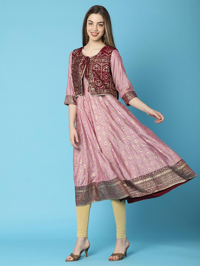 women printed three quarter sleeve anarakili kurta - 20806528 - Zoom Image - 0