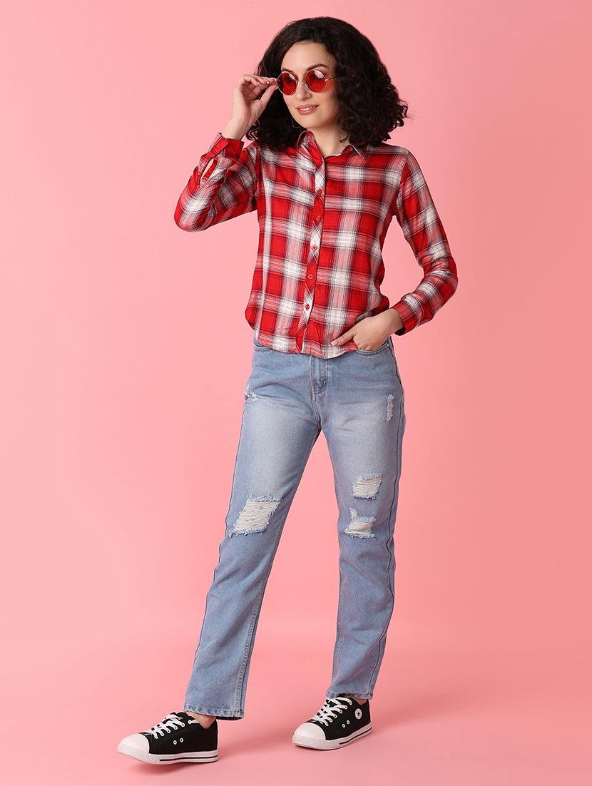 women distressed mid rise straight fit jean - 20806573 - Standard Image - 4
